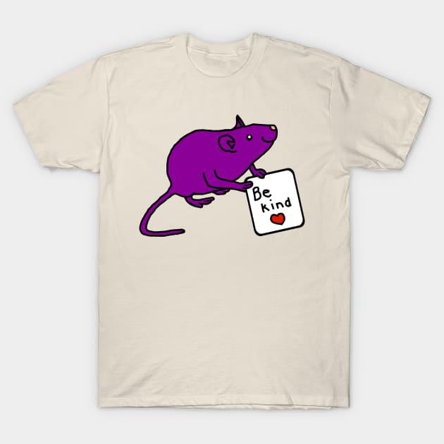 Purple Rat says Be Kind T-Shirt by ellenhenryart